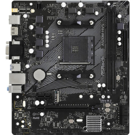 Материнская плата ASRock A520M-HVS, AM4, AMD A520, 2xDDR4, 4xSATA, 1xM.2, 1xPCIe 3.0 x16, 1xPCIe 3.0 x1, 1xHDMI, 1xVGA, 1x 1Gb LAN, 3x3.5 мм, 7.1, mATX