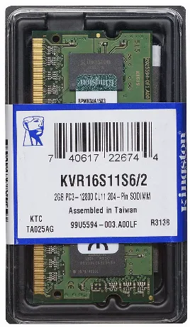 Память DDR3L 2Gb 1600MHz Kingston (KVR16LS11S6/2)