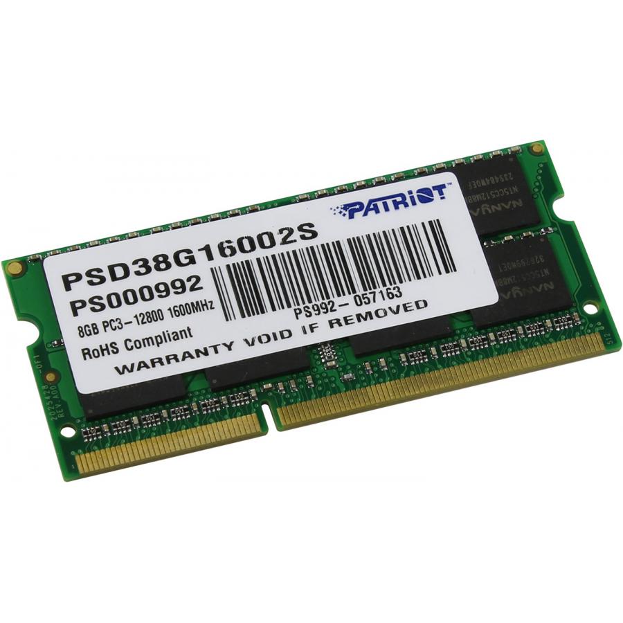 Память SO-DIMM DDR3 Patriot 8Gb 1600MHz (PSD38G16002S)