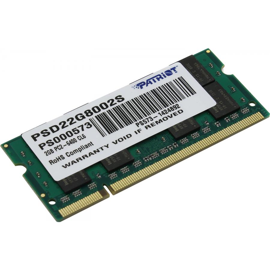 Память SO-DIMM DDR2 Patriot 2Gb 800MHz (PSD22G8002S) оперативная память patriot ddr2 so dimm pc2 6400 800mhz 2gb psd22g8002s