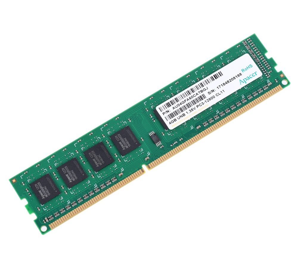 Оперативная память Apacer 4GB DDR3 UDIMM (AU04GFA60CATBGJ/DG.04G2K.KAM) модуль памяти adata 8gb ddr5 5200 udimm hunter ax5u5200c388g shtbk cl38 1 25v