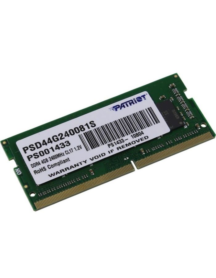 Память оперативная DDR4 Patriot 4Gb 2400MHz (PSD44G240081S) память ddr4 sodimm 4gb 2400mhz patriot psd44g240081s