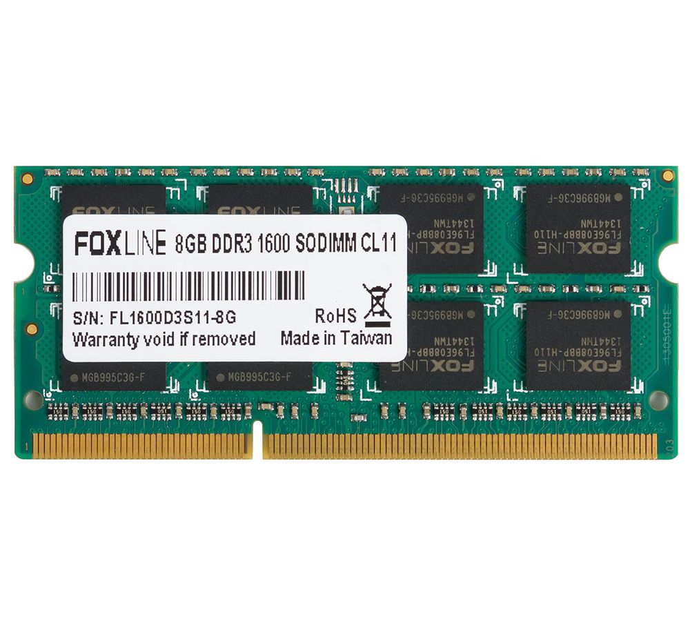 Память оперативная DDR3 Foxline 8Gb 1600MHz (FL1600D3S11-8G) оперативная память для ноутбука foxline fl1600d3s11 8g cl11 so dimm 8gb ddr3 1600 mhz fl1600d3s11 8g