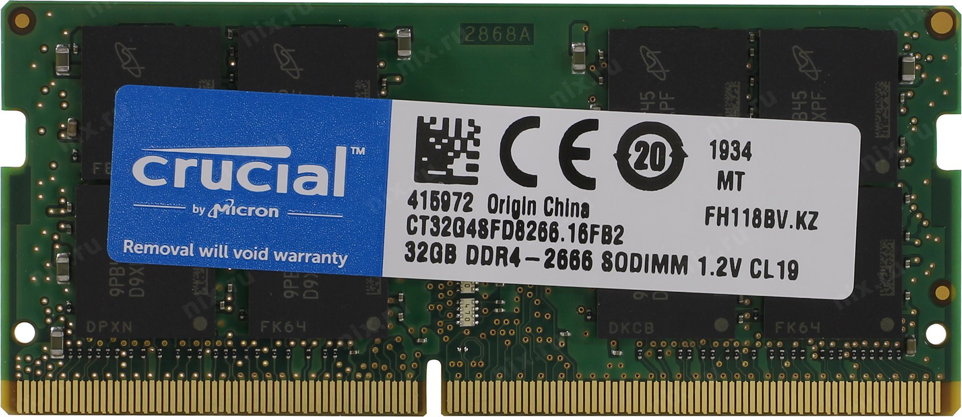 

Память оперативная DDR4 Crucial 32Gb 2666MHz (CT32G4SFD8266)