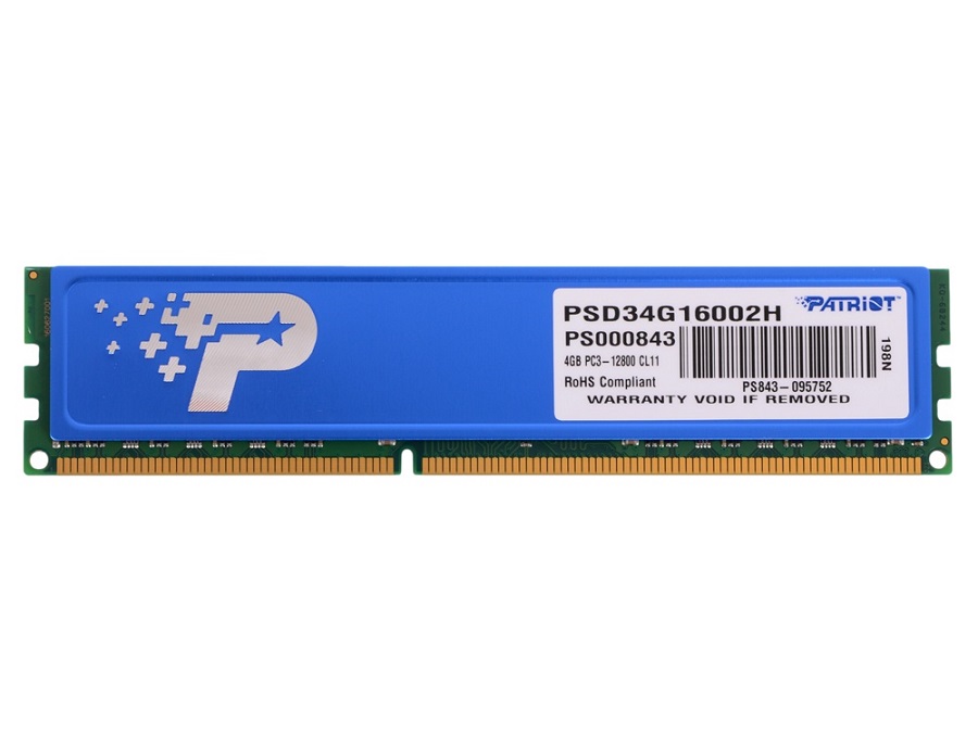 

Память оперативная DDR3 Patriot 4Gb 1600MHz (PSD34G16002H