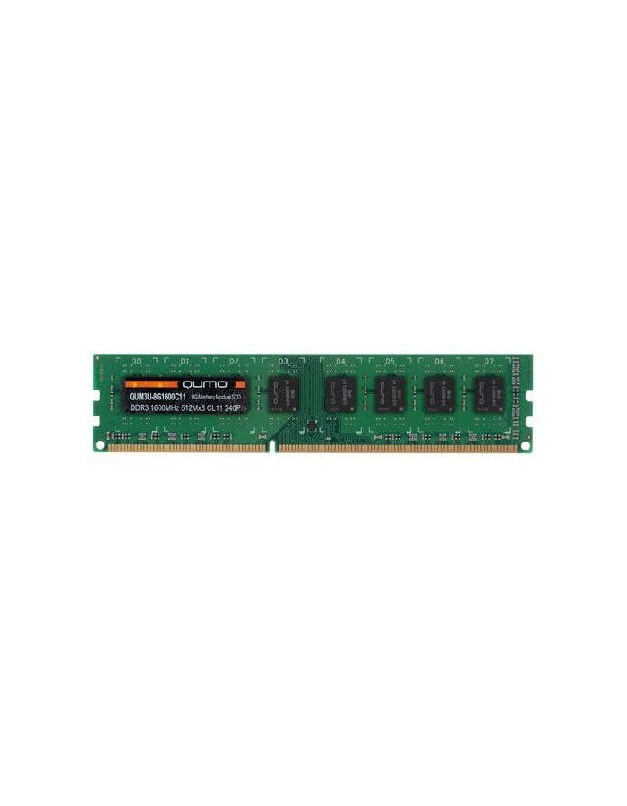 Память оперативная DDR3 Qumo 8Gb 1600MHz (QUM3U-8G1600C11R) память оперативная ddr3 patriot 8gb 1600mhz pv38g160c0