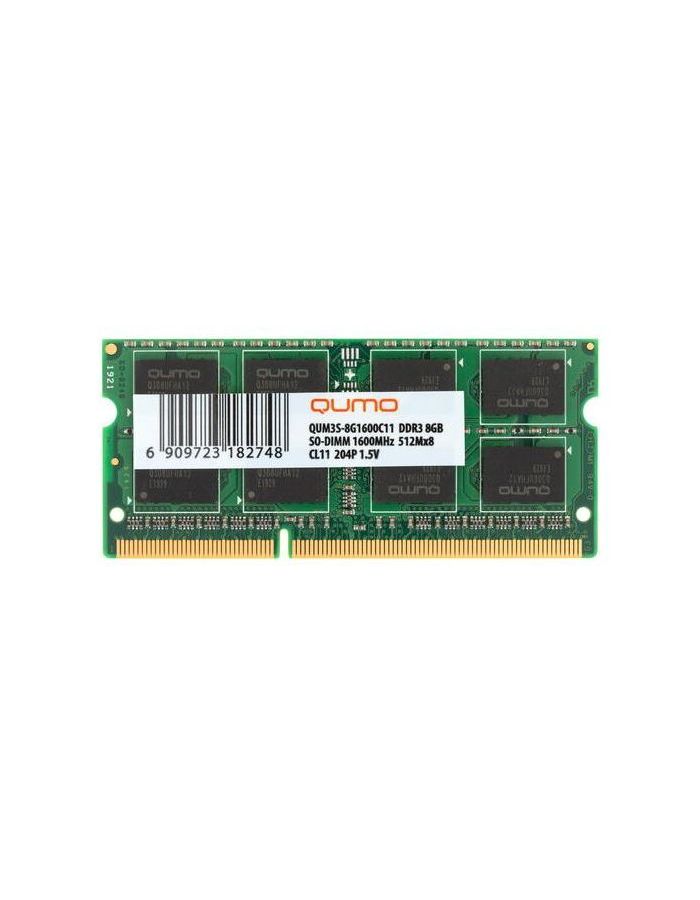 Память оперативная DDR3 Qumo 8Gb 1600MHz (QUM3S-8G1600C11R) kingston sodimm ddr3 pc3 12800 kvr16s11 8 8 гб 1600 мгц