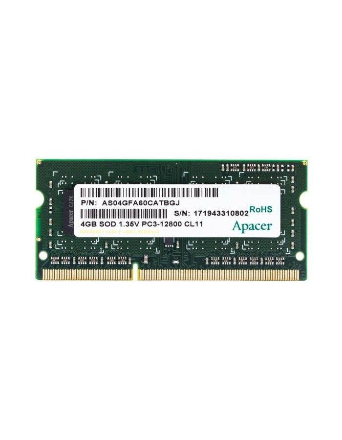 Оперативная память Apacer DDR3 4GB 1600MHz SO-DIMM (PC3-12800) CL11 1.35V (Retail) 512*8 (AS04GFA60CATBGJ/DV.04G2K.KAM) озу sodimm ddr3l 4gb kingfast 1600 mhz 1 35v kf ddr3l nb