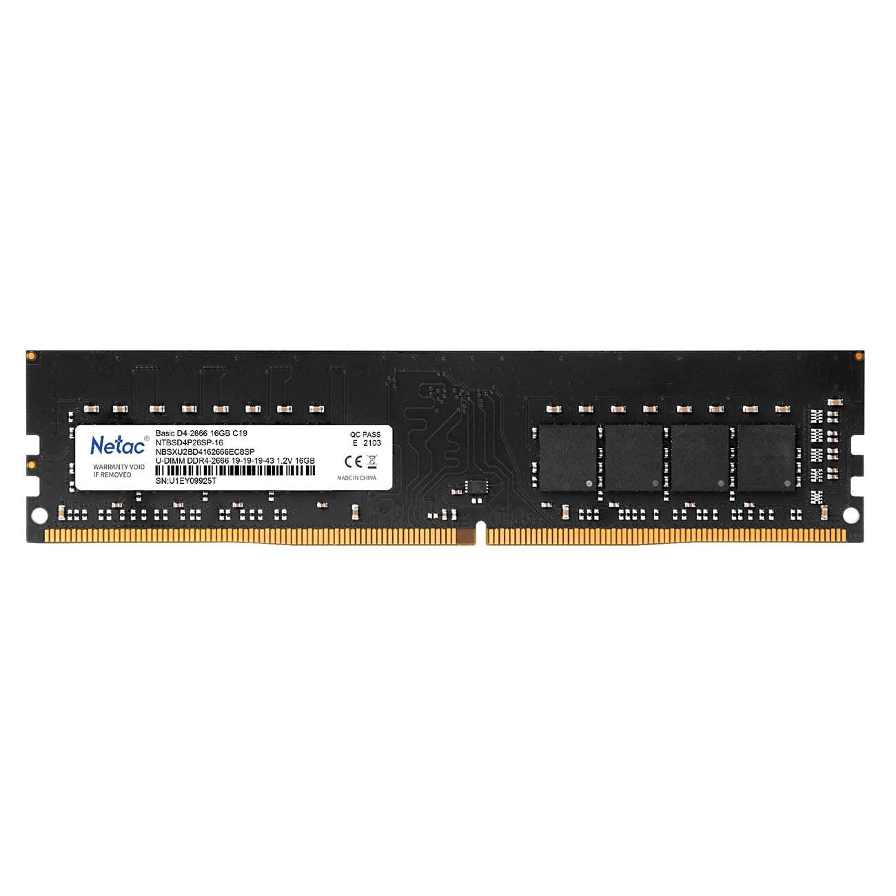 цена Память оперативная Netac DDR 4 DIMM 16Gb 2666Mhz (NTBSD4P26SP-16)