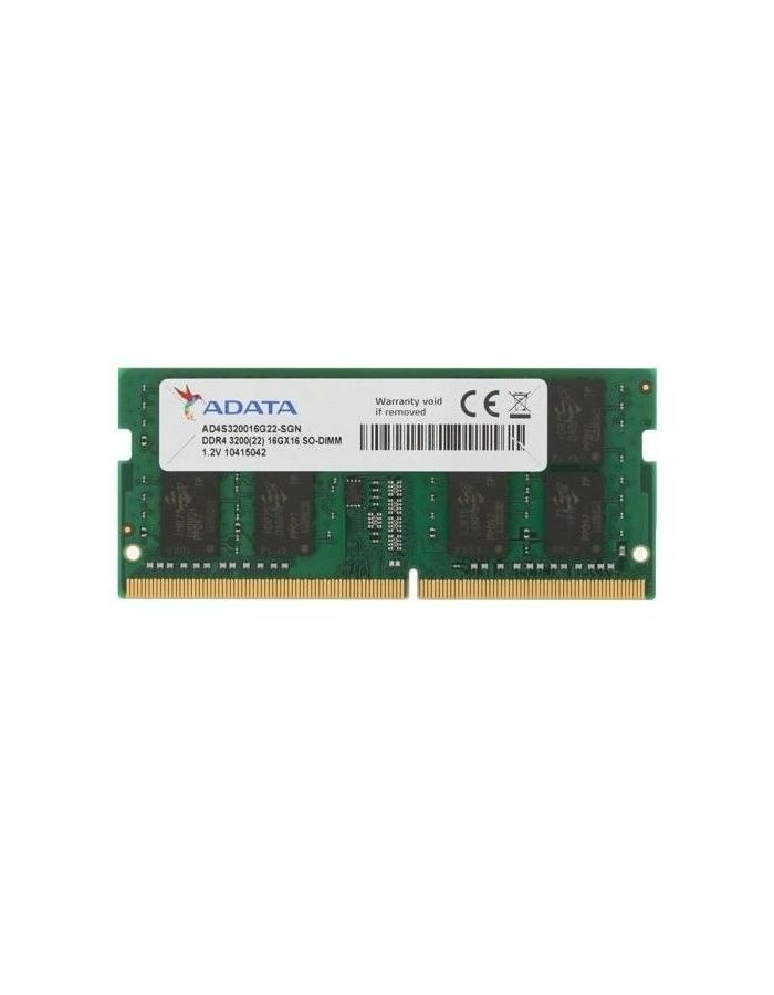 Память оперативная DDR4 A-Data 16Gb PC25600 3200MHz (AD4S320016G22-SGN) модуль памяти adata 16gb ddr4 3200 so dimm premier ad4s320016g22 sgn cl22 1 2v