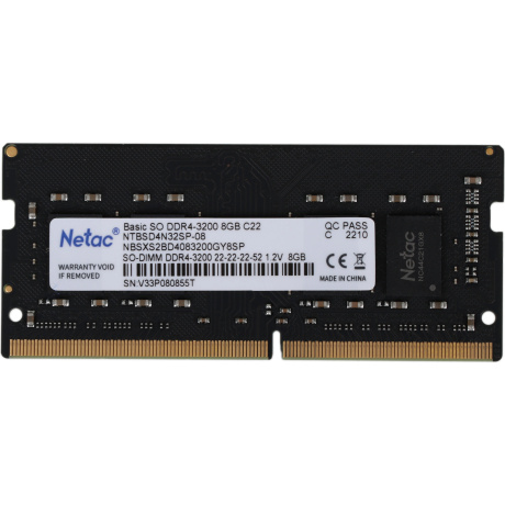 Память оперативная DDR4 Netac 8GB PC25600 3200MHz (NTBSD4N32SP-08)