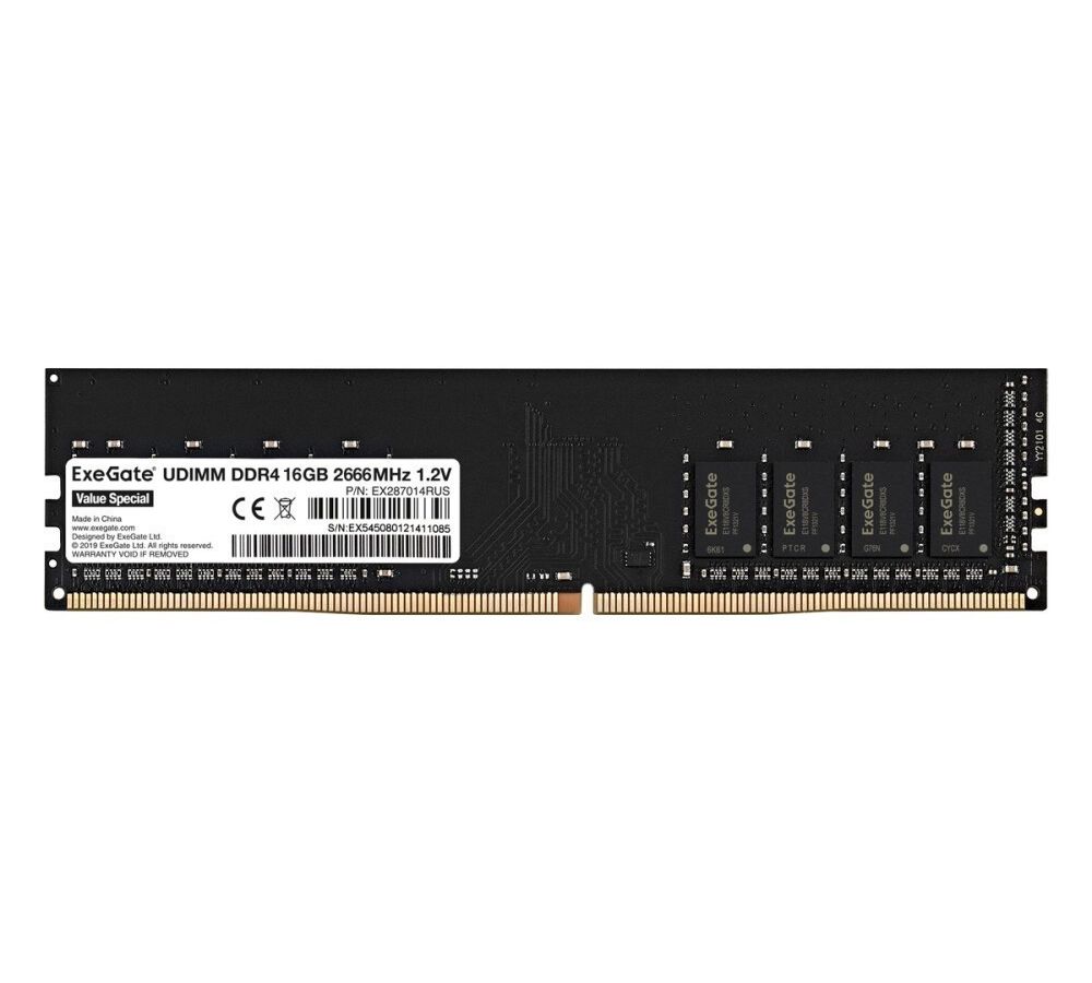 Память оперативная DDR4 ExeGate Value Special 16Gb 2666MHz (EX287014RUS) память ddr4 16gb 2666mhz exegate value dimm ex283083rus