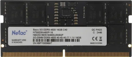 Память оперативная DDR5 Netac 16Gb 4800Mhz, SO-DIMM (NTBSD5N48SP...