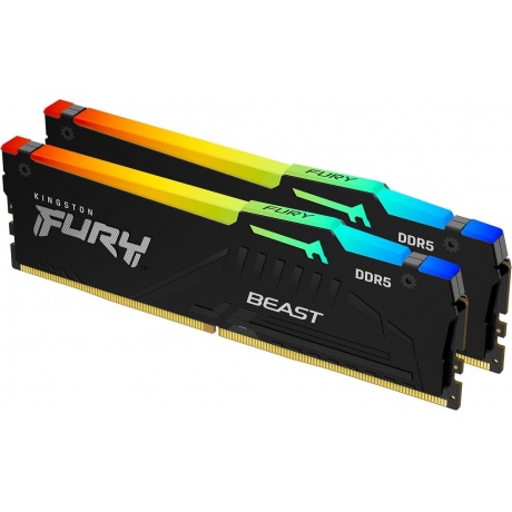 Память оперативная DDR5 Kingston FURY Beast Black RGB XMP CL40 64Gb PC41600, 5200Mhz, (KF552C40BBAK2-64) - фото 1