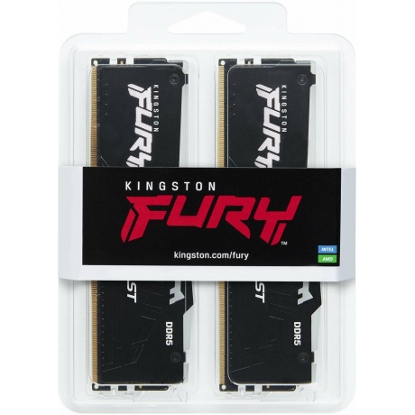 Память оперативная DDR5 Kingston FURY Beast Black RGB XMP CL40 64Gb PC41600, 5200Mhz, (KF552C40BBAK2-64) - фото 2