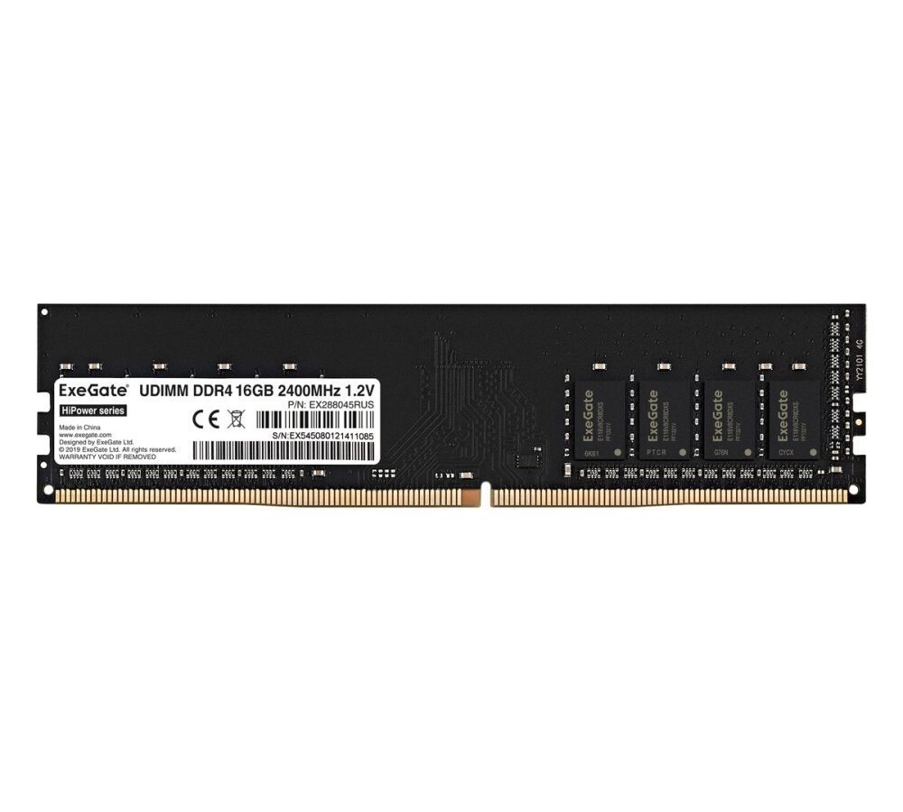 Память оперативная DDR4 ExeGate HiPower 16Gb 2400MHz pc-19200 (EX288045RUS) память оперативная ddr4 amd 8gb 2400mhz pc 19200 r748g2400u2s u rtl