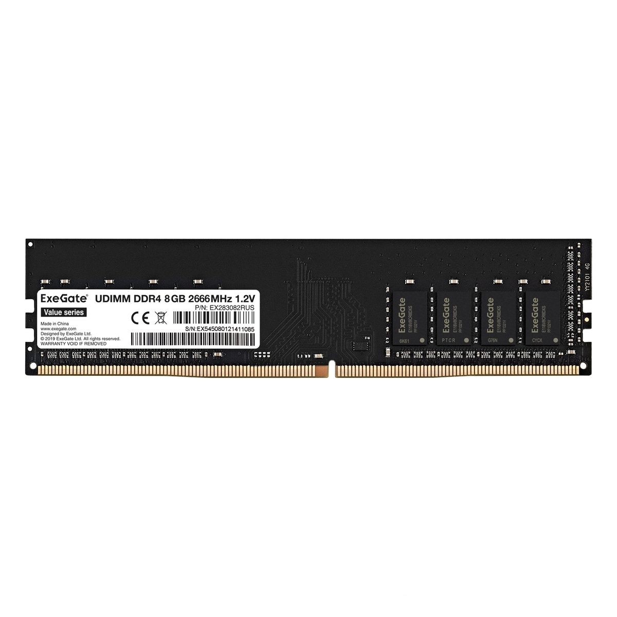 Память оперативная DDR4 ExeGate Value 8Gb 2666MHz pc-21300 (EX283082RUS) оперативная память 8gb ddr4 2666mhz corsair value select cmv8gx4m1a2666c18
