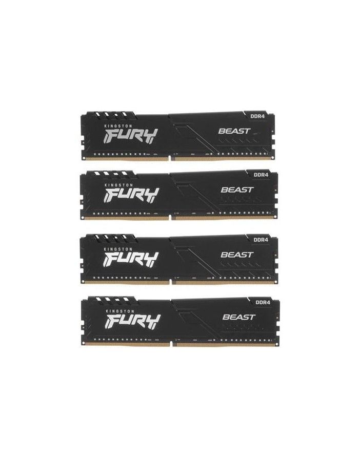 Память оперативная DDR4 Kingston Fury Beast 128Gb (4x32Gb) 2666 MHz pc-21300 Black (KF426C16BBK4/128) kingston 8gb 3733mhz ddr4 cl19 dimm fury beast black