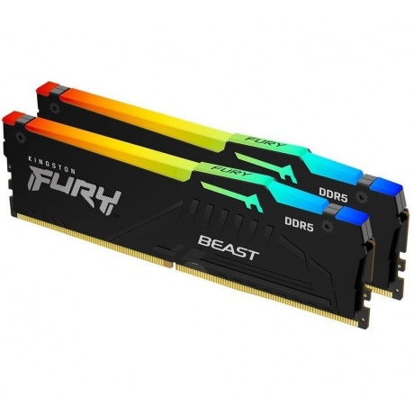 Оперативная память Kingston FURY Beast Black RGB CL40 (Kit of 2) DDR 5 DIMM 64Gb 6000Mhz (KF560C40BBAK2-64) - фото 1