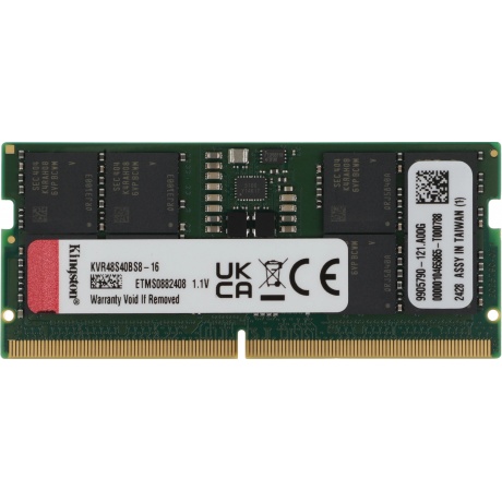 

Оперативная память Kingston DDR5 16GB 4800MHz CL40 SODIMM 1Rx8 (KVR48S40BS8-16)