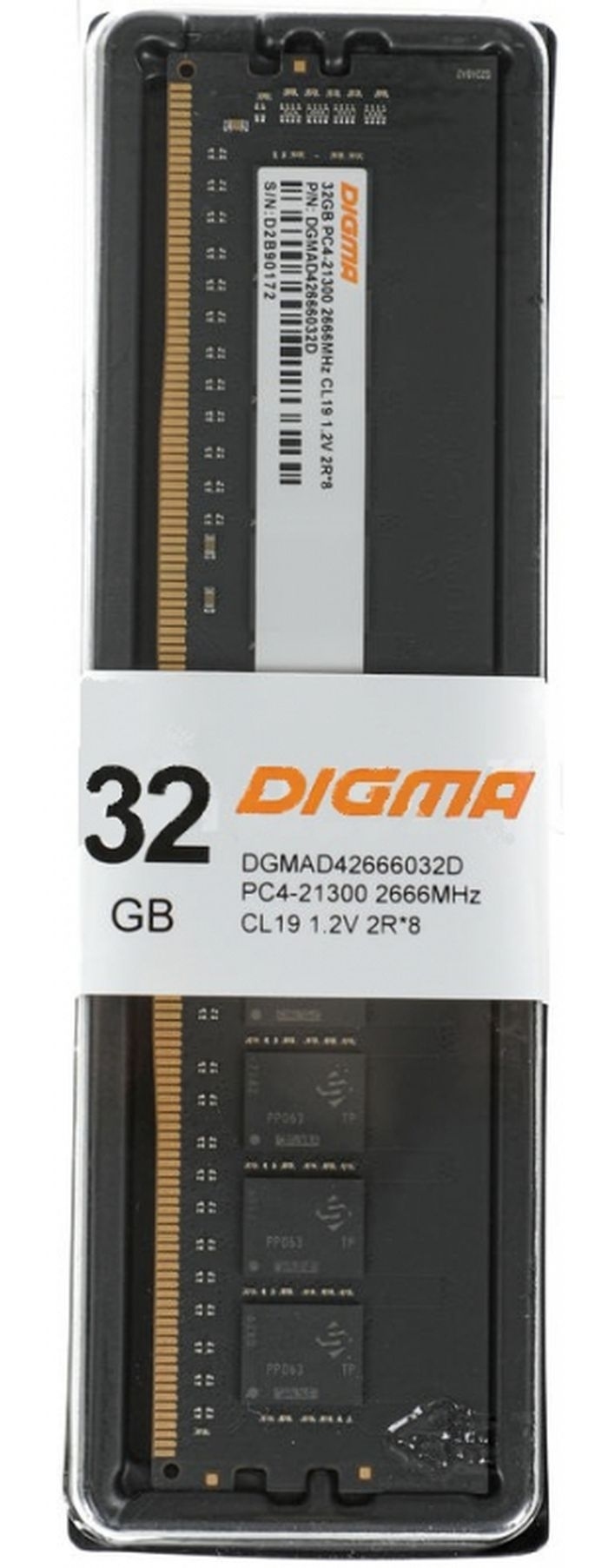 Оперативная память DDR4 Digma 32Gb 2666MHz DIMM (DGMAD42666032D) модуль памяти ddr4 32gb lenovo 4zc7a08709 2933mhz ecc reg lp cl21 d4 2rx4 1 2v