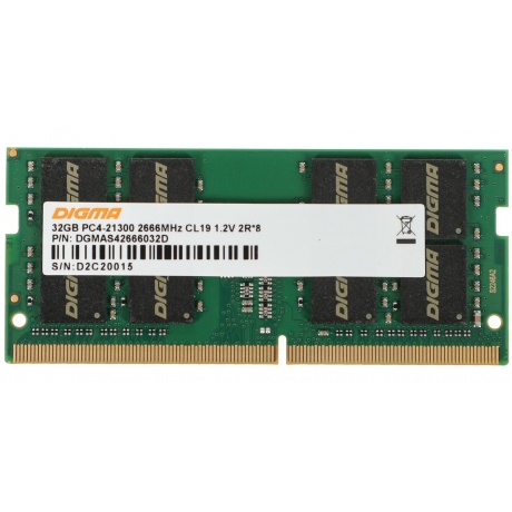 Оперативная память DDR4 Digma 32Gb 2666MHz SO-DIMM (DGMAS42666032D) - фото 4