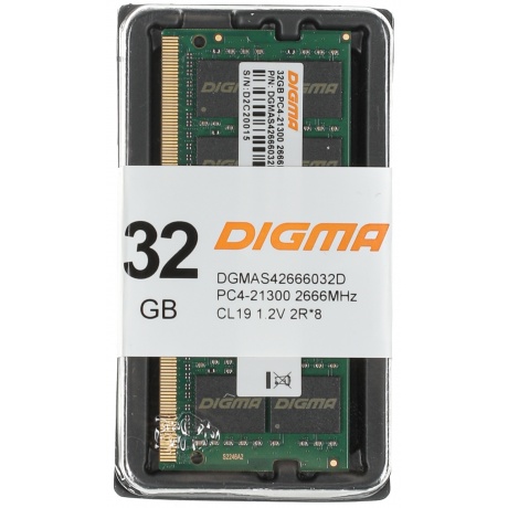 Оперативная память DDR4 Digma 32Gb 2666MHz SO-DIMM (DGMAS42666032D) - фото 5