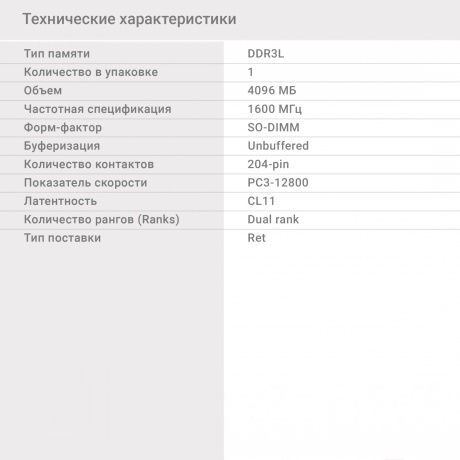 Оперативная память DDR3L Digma 4Gb 1600MHz DIMM (DGMAD31600004S) - фото 7