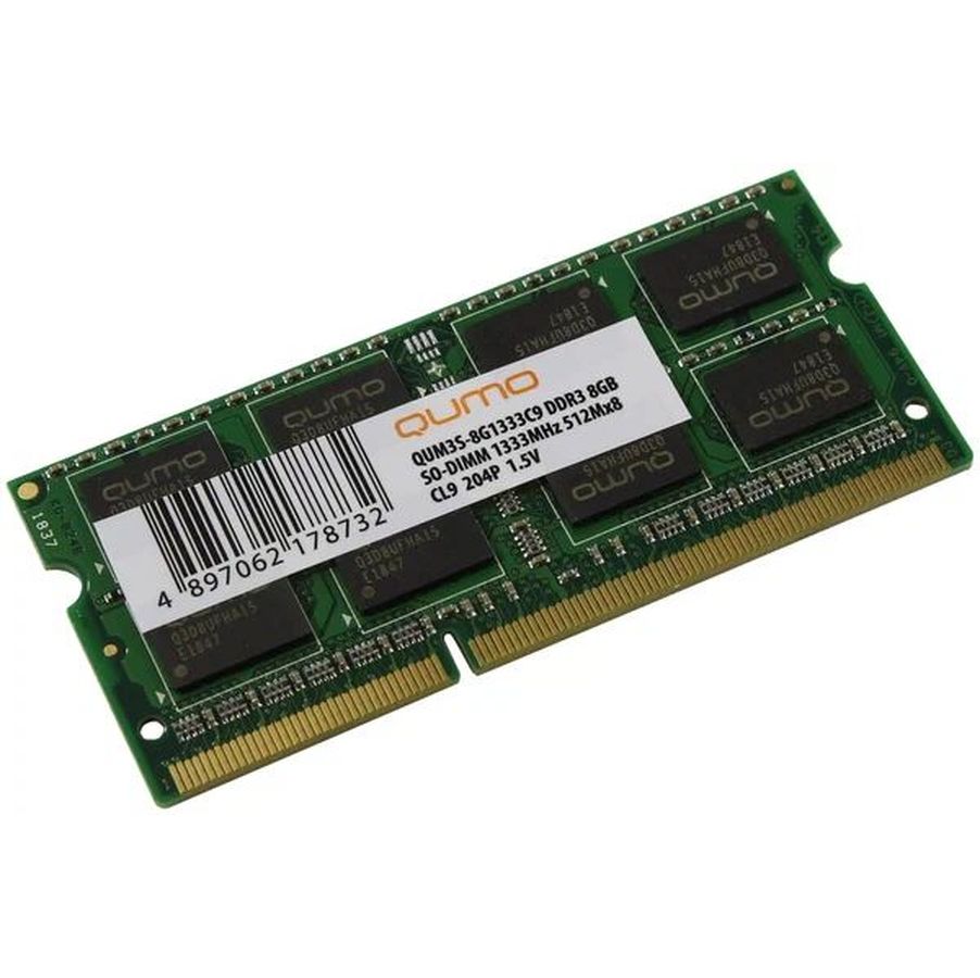 Оперативная память QUMO DDR3 SODIMM 8GB 1333MHz (QUM3S-8G1333C9R) память оперативная ddr3 patriot 4gb 1333mhz psd34g133381