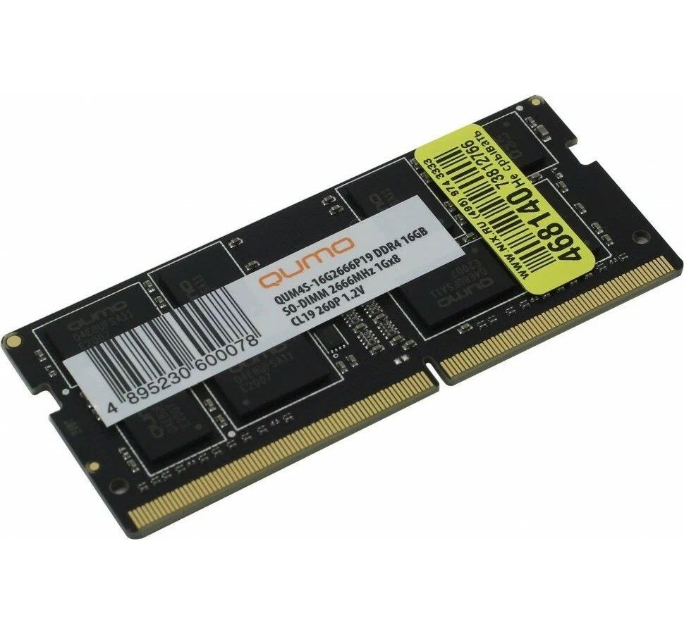 Оперативная память QUMO DDR4 SODIMM 16GB 2666MHz (QUM4S-16G2666P19) оперативная память netac ddr4 8 гб 16 гб память ddr4 3200 мгц 3600 мгц 2666 мгц модуль памяти озу радиатор для intel xmp2 0 amd материнская плата для пк
