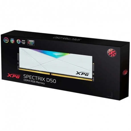 Память оперативная A-Data 32GB DDR4 3200 DIMM XPG SPECTRIX D50 RGB White (AX4U320016G16A-DW50) - фото 2