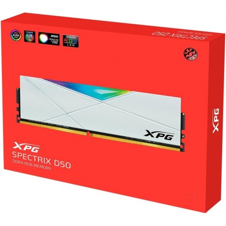 Память оперативная A-Data 8GB DDR4 3200 DIMM XPG SPECTRIX D50 RGB White (AX4U32008G16A-SW50) - фото 3