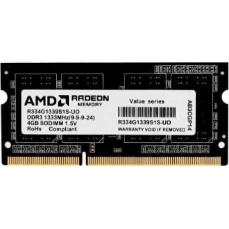 Память оперативная AMD 4GB DDR3 1333 SO DIMM R3 Value Series Bla...