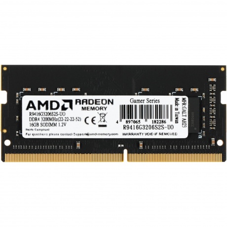 

Память оперативная AMD 16GB DDR4 3200 SO DIMM R9 Gamers Series Black (R9416G3206S2S-UO)