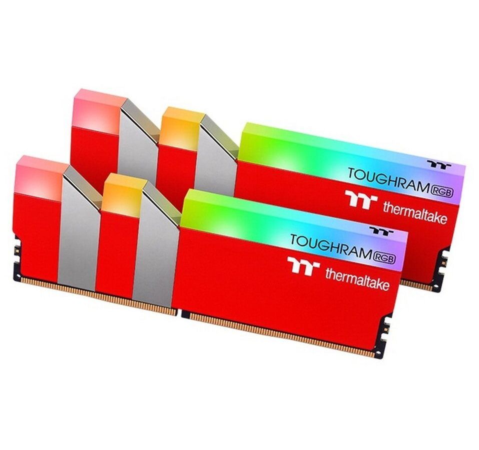 Память оперативная Thermaltake 16GB DDR4 3600 DIMM TOUGHRAM RGB Racing Red (RG25D408GX2-3600C18A) оперативная память для компьютера thermaltake toughram rgb dimm 64gb ddr4 3200 mhz r009r432gx2 3200c16a
