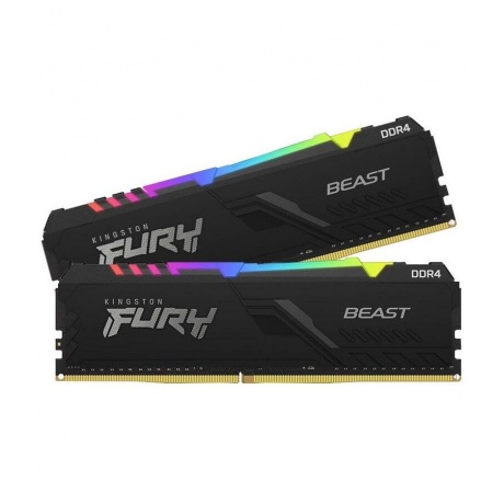 Оперативная память Kingston FURY Beast Black RGB (Kit of 2), CL16 DDR 4 DIMM 32Gb PC25600, 3200Mhz (KF432C16BB12AK2/32) - фото 4