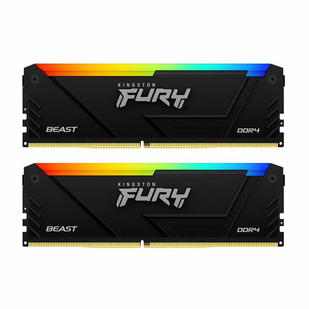Оперативная память Kingston FURY Beast Black RGb XMP DDR4 DIMM 16Gb (kit of 2x8Gb), 3200Mhz (KF432C16BB2AK2/16) kingston 32gb 3200mhz ddr4 cl16 dimm kit of 4 fury beast rgb