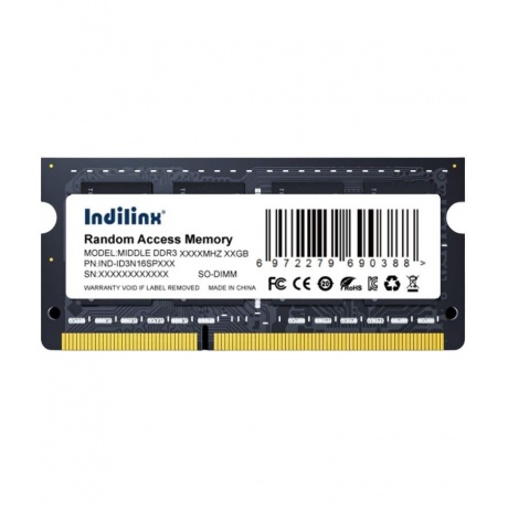 Оперативная память Indilinx DDR3 SO-DIMM 8Gb 1600MHz (IND-ID3N16SP08X) - фото 2