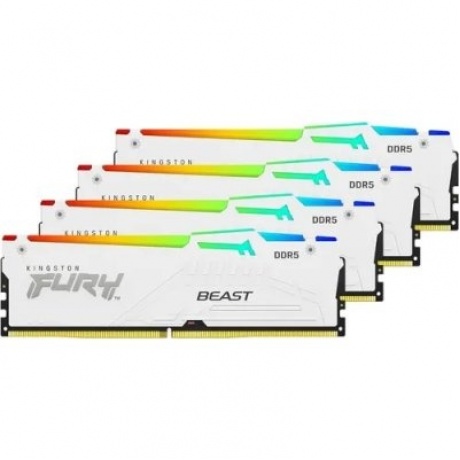 

Оперативная память Kingston DDR5 DIMM FURY Beast White RGB 64Gb (kit 4x16Gb), 6000Mhz, [KF560C40BWAK4-64] CL40
