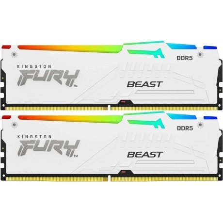 

Оперативная память Kingston DDR5 DIMM FURY Beast White EXPO RGB 64Gb (kit 2x32Gb), 6000Mhz, [KF560C30BWEAK2-64] CL30