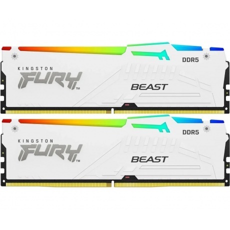 

Оперативная память Kingston DDR5 DIMM FURY Beast White RGB 32Gb (kit 2x16Gb), 5600Mhz, [KF556C40BWAK2-32] CL40