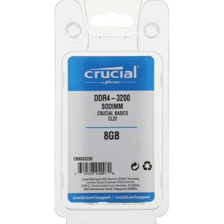 Память оперативная Crucial 8GB Basic SODIMM DDR4-3200 (CB8GS3200) - фото 3