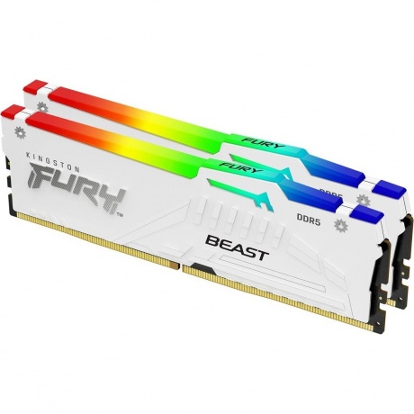 Оперативная память Kingston Fury Beast, DDR5, 32Gb (2x16GB), 6000MHz, CL30, DIMM, с радиатором, RGB, белый - фото 2