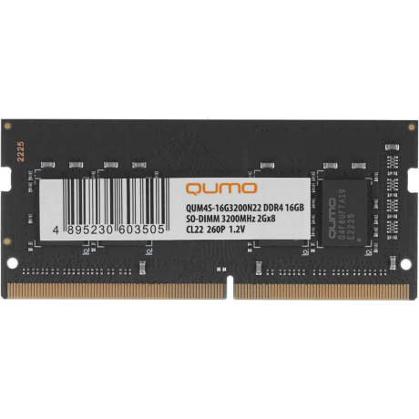 Оперативная память QUMO, DDR4, 16GB (1x16 GB), 3200 MHz, CL22, SO-DIMM