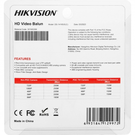Приемопередатчик Hikvision DS-1H18S/E(C) - фото 6