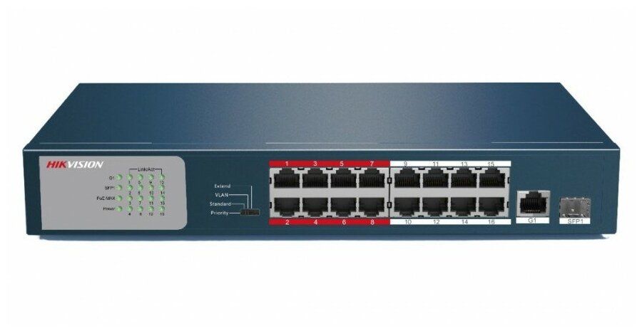 

Коммутатор HiWatch DS-S1816GP, Черный