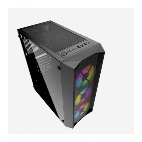 Корпус Powercase Rhombus X3 Mesh LED ATX Tempered Glass (CMRMX-L3) Black - фото 2