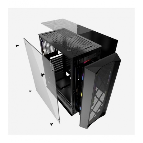 Корпус Powercase Rhombus X3 Mesh LED ATX Tempered Glass (CMRMX-L3) Black - фото 5
