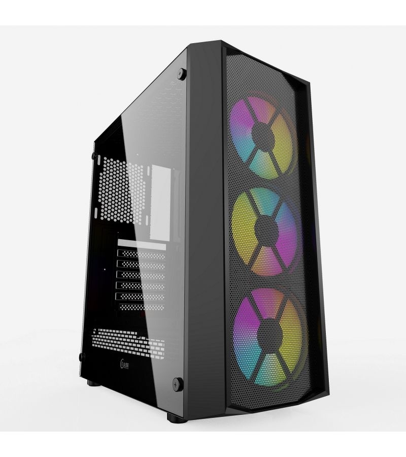 Корпус Powercase Rhombus X3 Mesh LED ATX Tempered Glass (CMRMX-L3) Black