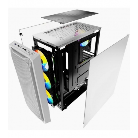 Корпус Powercase Mistral Z4 Tempered Glass Mesh (CMIZW-L4) White - фото 4